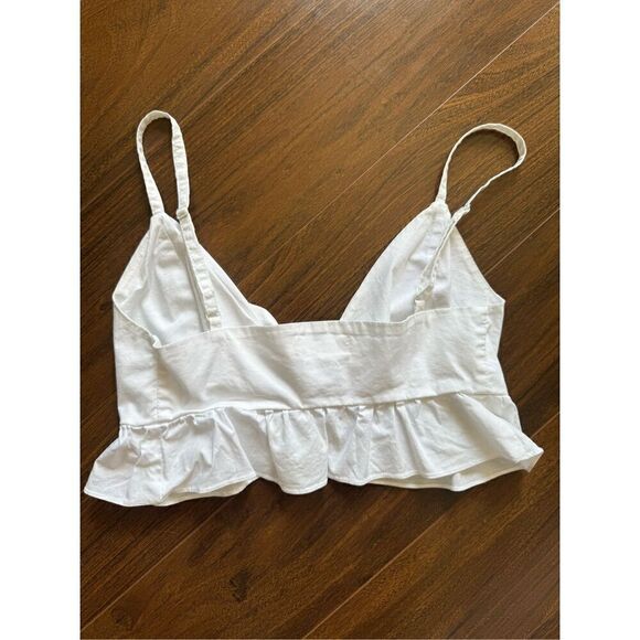 By the Way XXS White Summer Ruffle front tie crop top - Picture 4 of 4